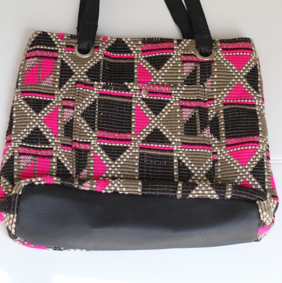 Pink & Green Boho Geometric Corduroy Tote Bag- Pre-owned - Picture 7 of 15